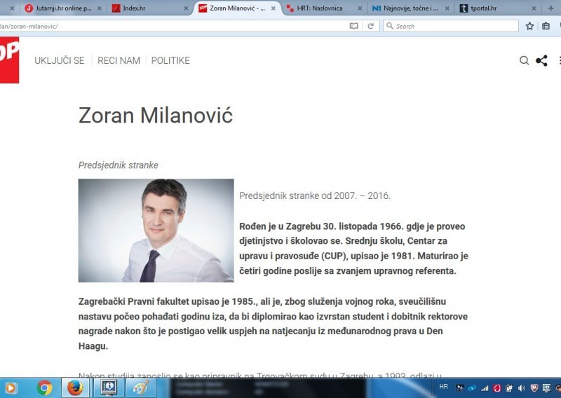 Na SDP-ovu webu Milanović je još uvijek šef stranke