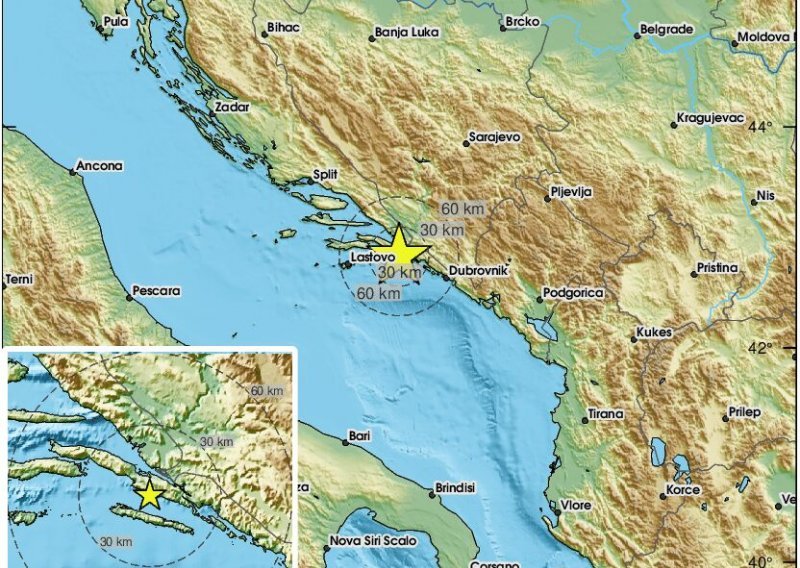 Potres magnitude 3,8 pogodio Pelješac