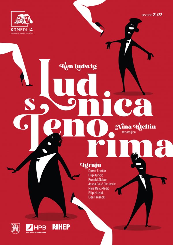 Plakat kazališne predstave 'Ludnica s tenorima'