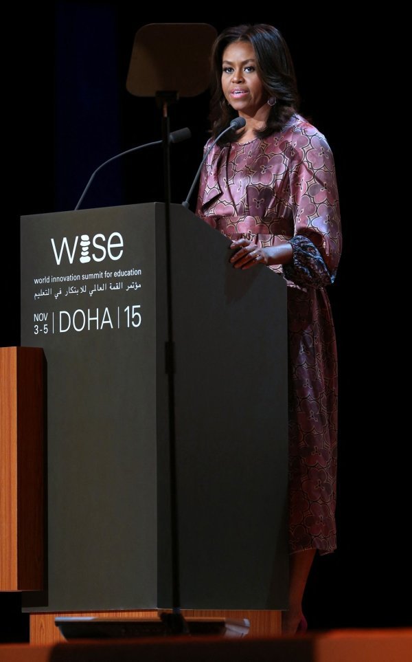 Michelle Obama u haljini Driesa Van Notena na World Innovation Summit for Education 2015.